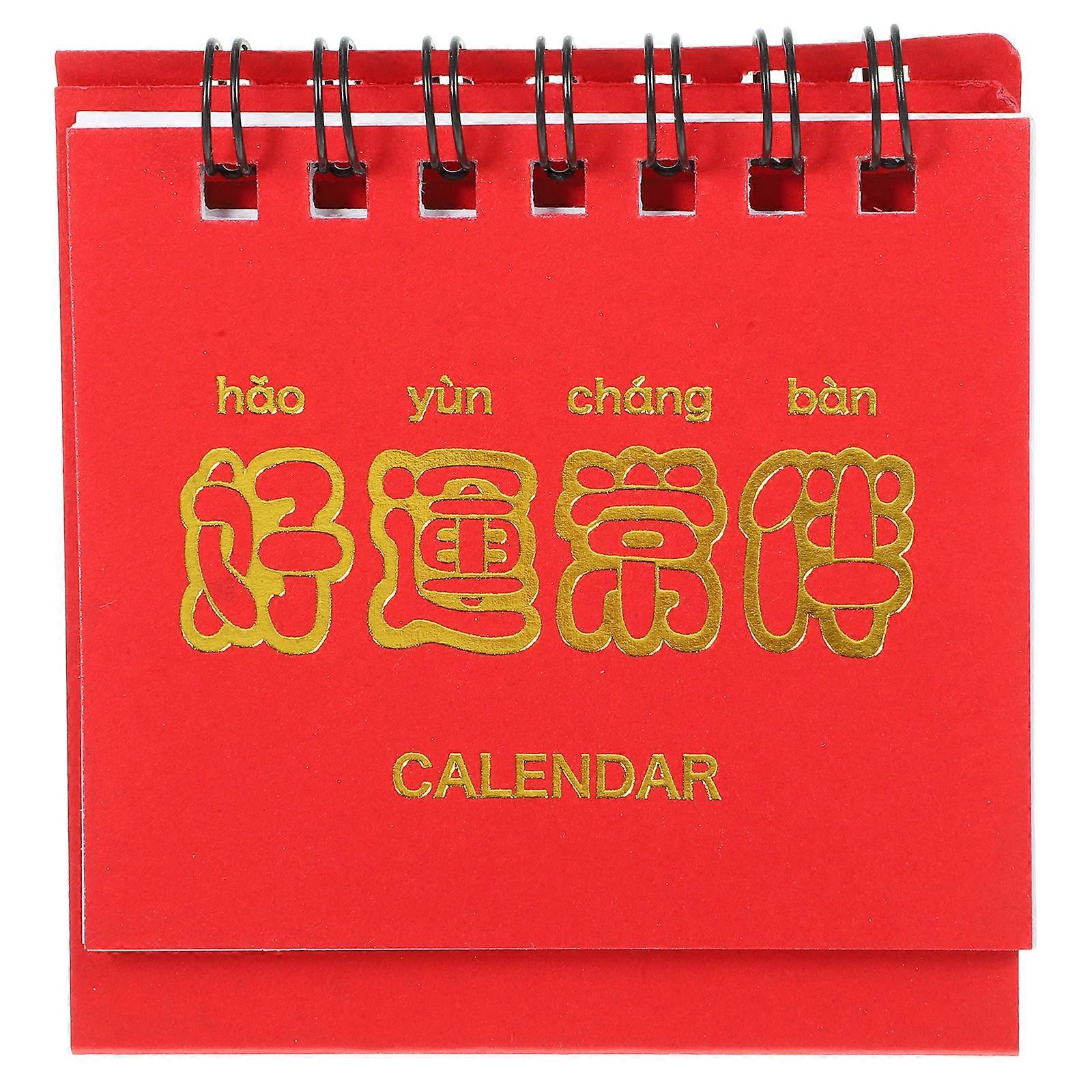 2024 Desk Calendar Mini Calendar for Decor 5Pcs Red Paper Tabletop