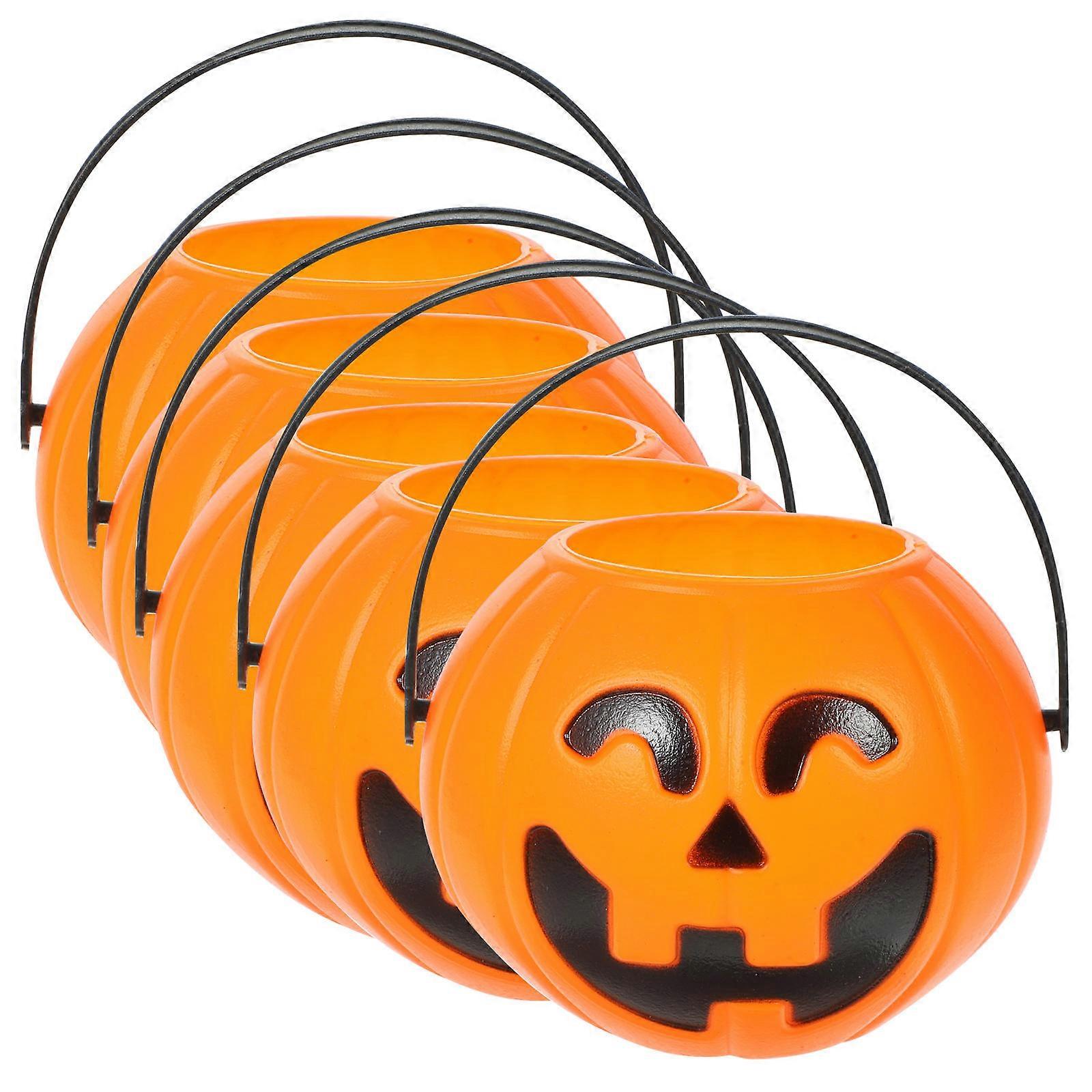Plastic Halloween Bucket for Candy Storage with 12Pcs Pumpkin Pails