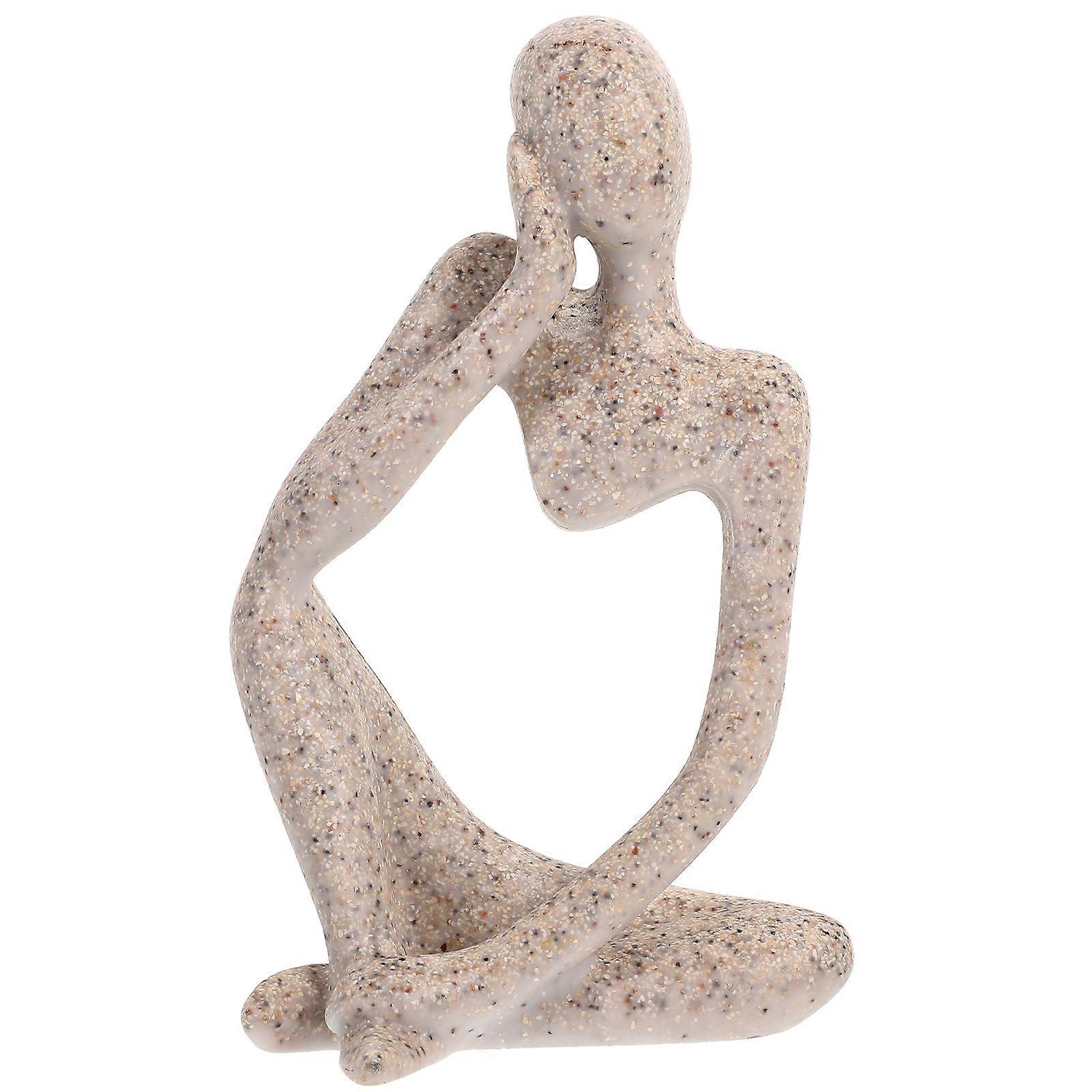 5Pcs Resin Thinker Figurine Decoration Abstract Style For Bedroom Home Office In Elegant Light Yellow