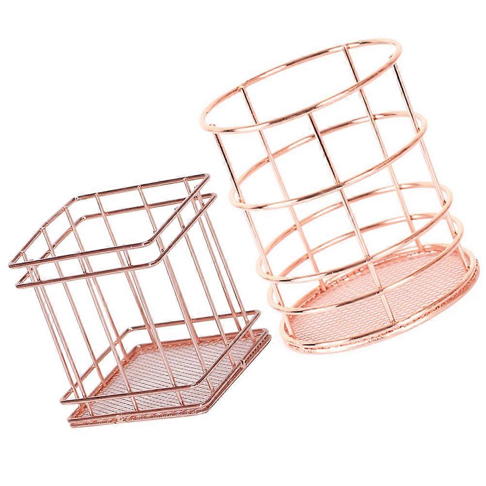 Office Organization And Storage Iron Wire Pen Holders Round Minimalist Style 3.9×3.5×3.9in 2Pcs