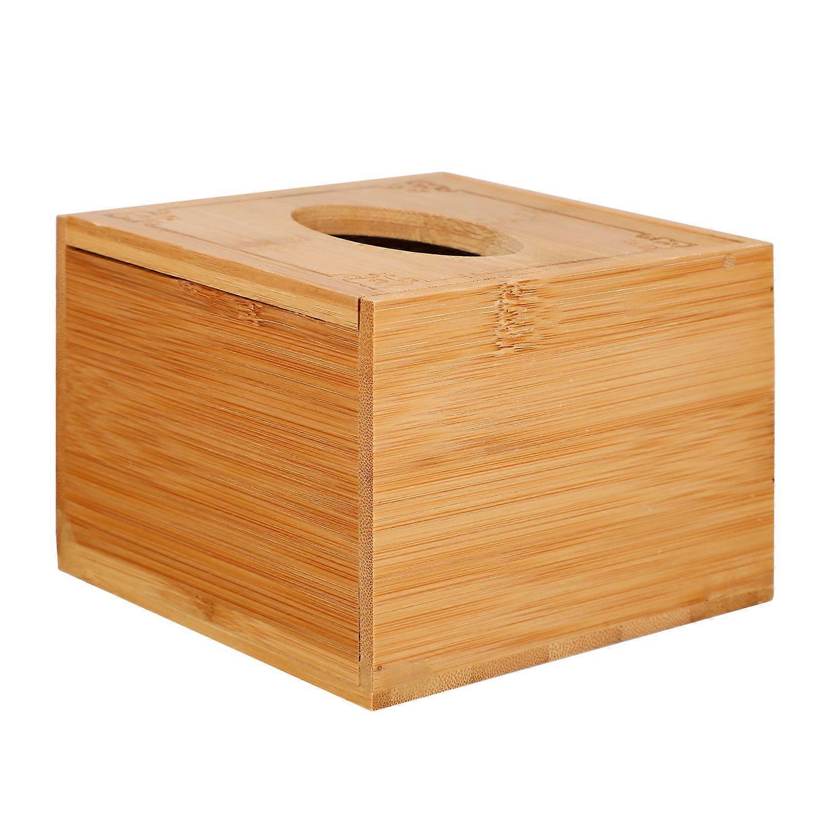 Decorative Bamboo Wood Square Tissue Box for Practical Napkin Storage 1Pcs