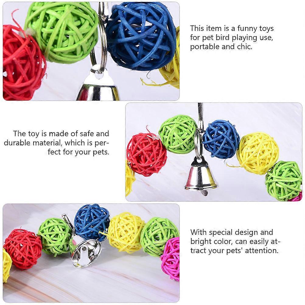 Colorful Parrot Bite Toy Rattan Ball for Pet Use 2Pcs Bird Plaything