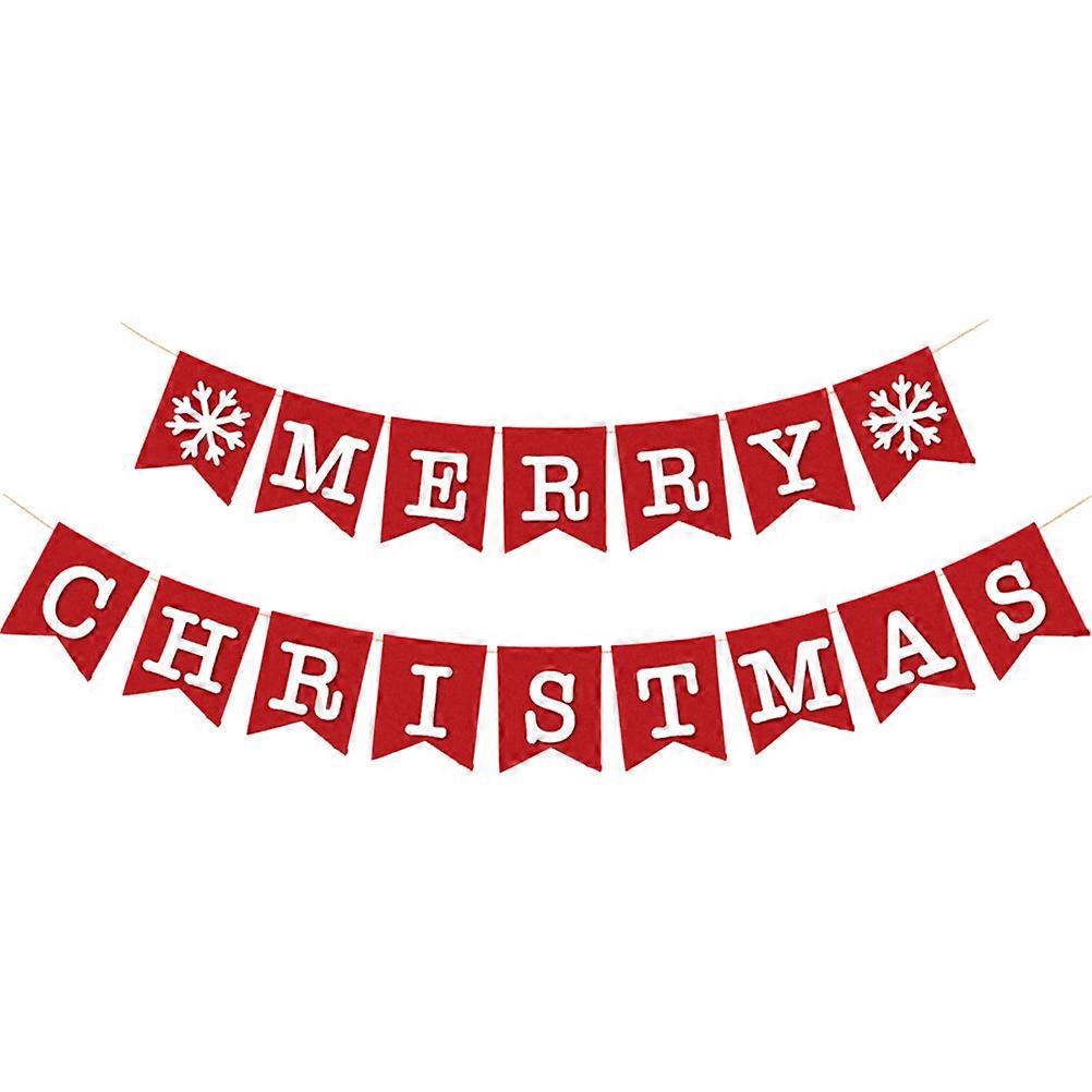 Xmas Bunting Merry Christmas Banner for Decoration 3Pcs Red Holiday Decor