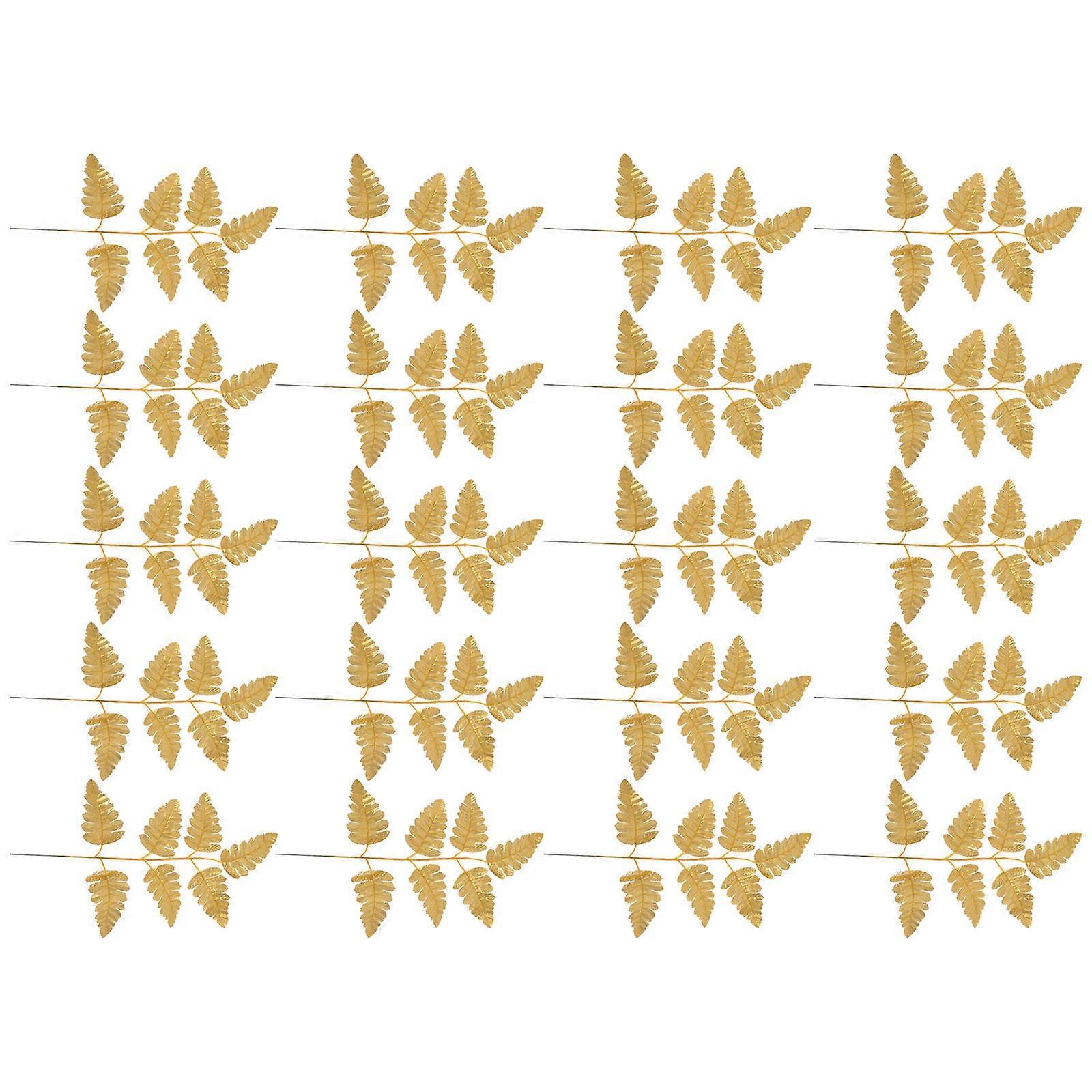 Wedding Artificial Leaf 20Pcs Golden Plastic Material Decorative Leaf for Decor