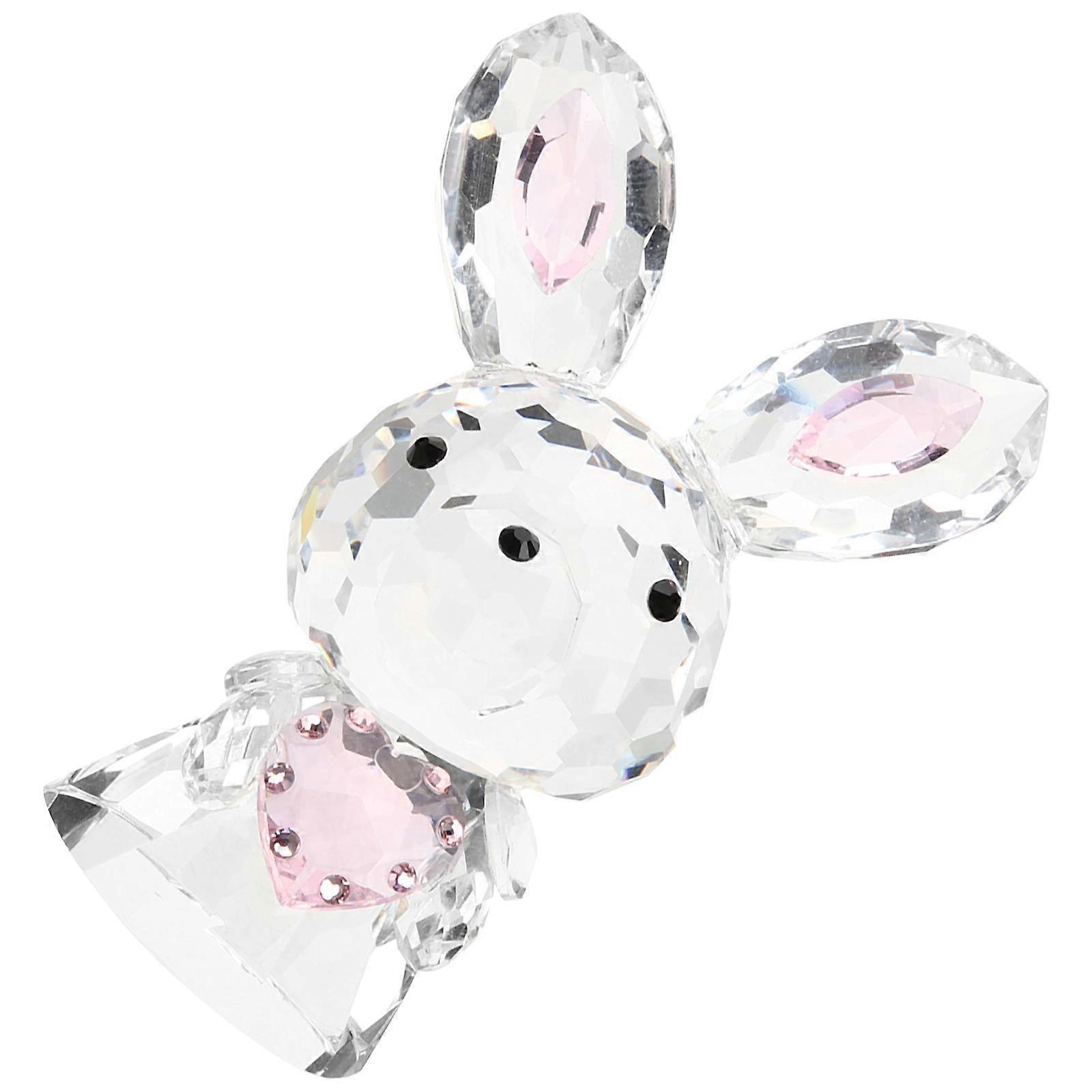 Crystal Bunny Ornament for Decor 2Pcs Cute Rabbit Statue for Tabletop