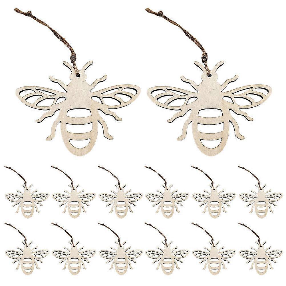 Bee Pendant Decor Wood Slice for Creative Craft 80 Pieces