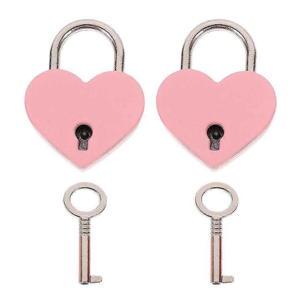 Pink Couple Wishing Lock Heart Shape Padlocks for Decoration 2Pcs