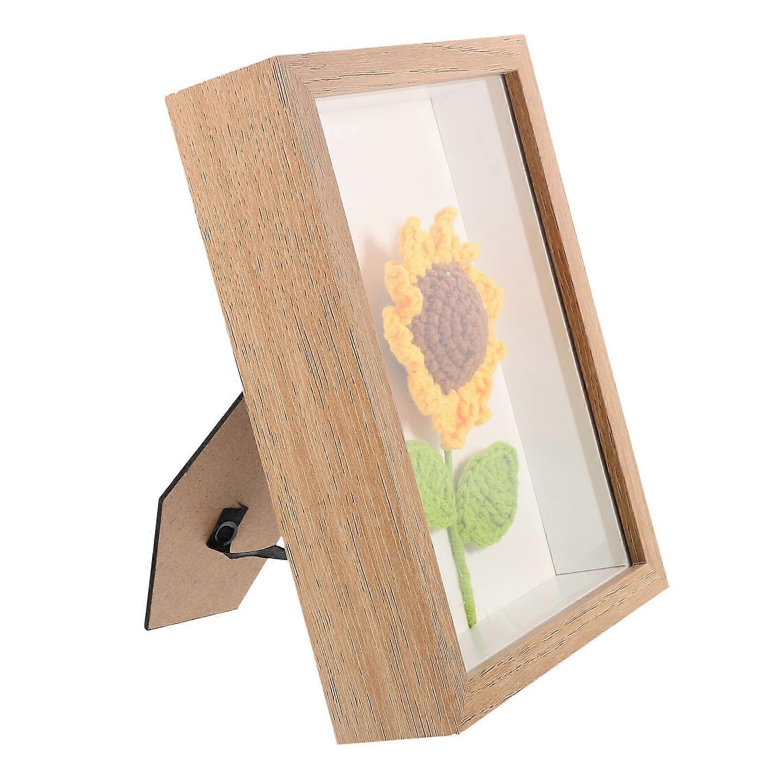 Crochet Sunflower Photo Frame for Desktop Decor Handmade 5Pcs Set