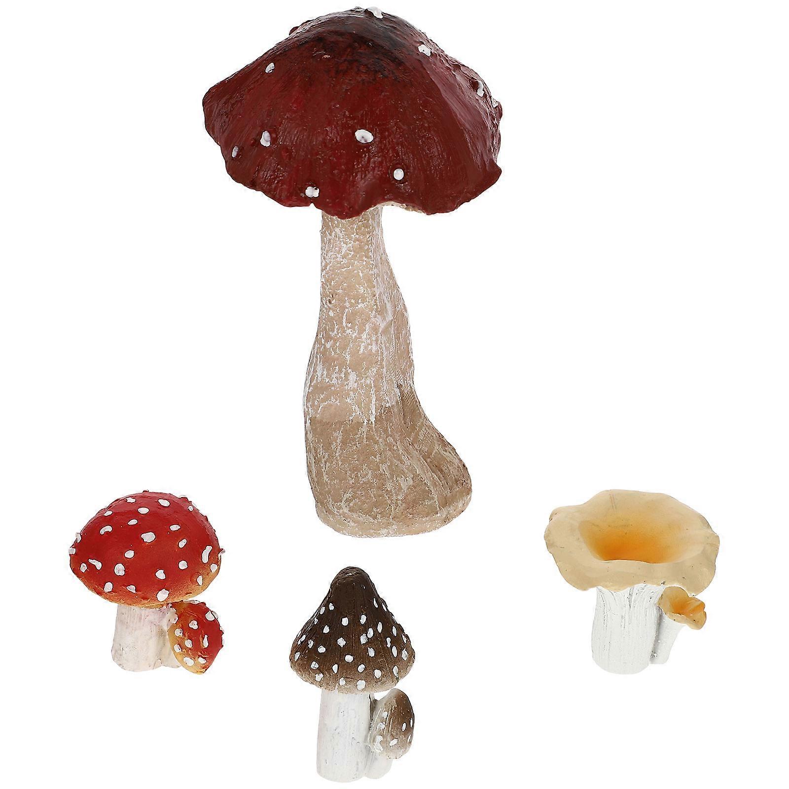 Mini Resin Ornament Mushroom Shape Decor for Decoration 2Sets