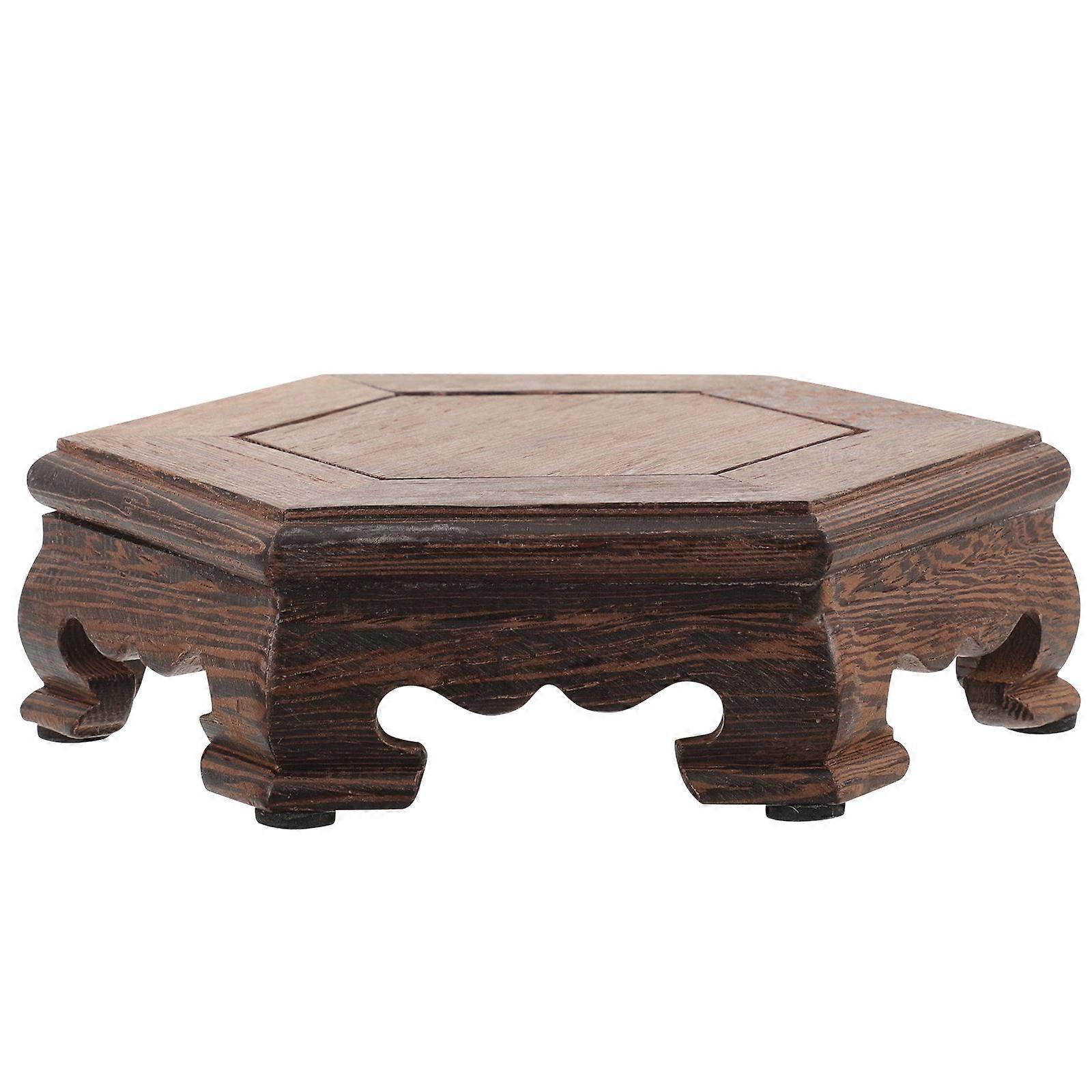 Wooden Hexagon Display Stand for Vase Stand 2Pcs Indoor Plant Rack