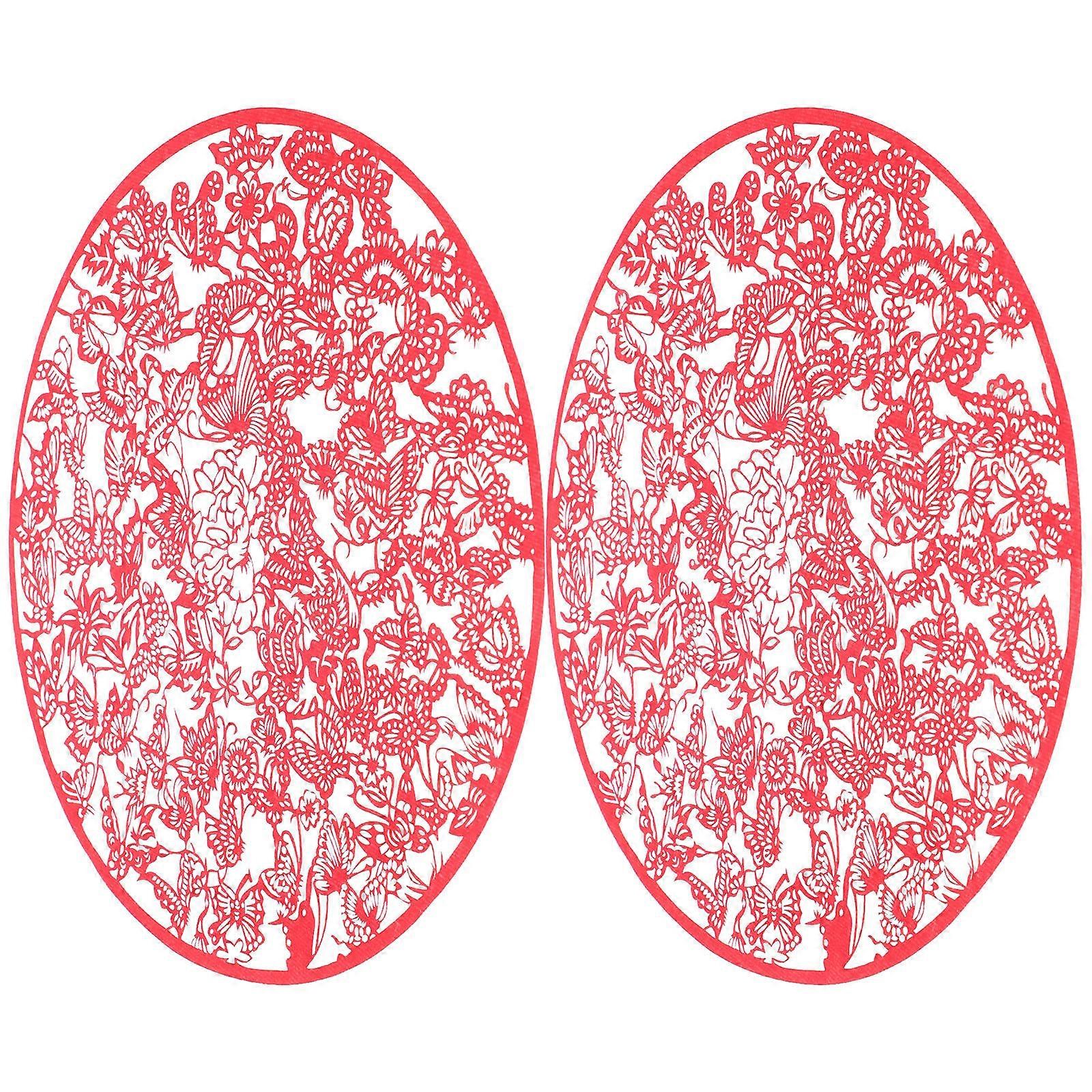 Chinese New Year Window Decals Festive Touch Decorations Red Color 20.00X20.00CM 2Set