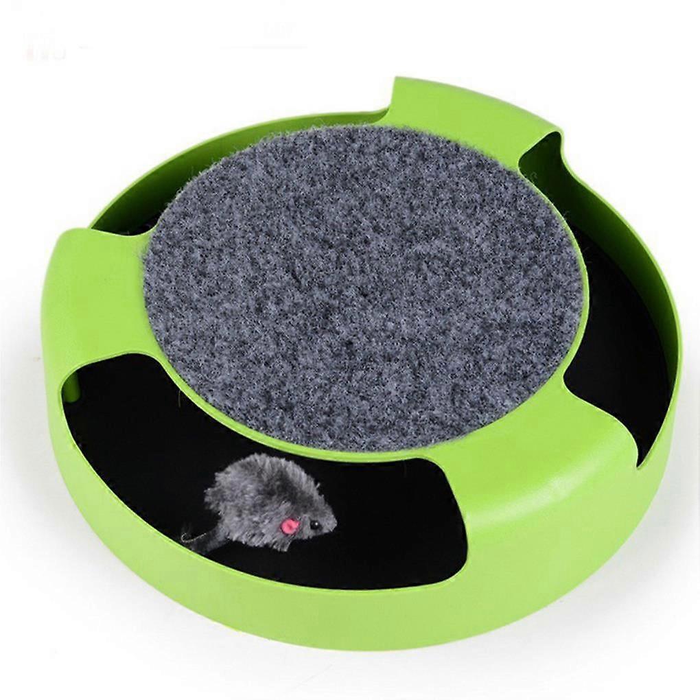 chidgrass Pet Automatic Toy Tease Cats Interactive Mouse Running Along The Track Turntable Toy Smart Teasing Cat Stick Crazy Game