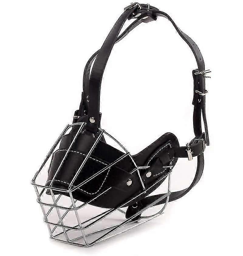 dog muzzle for large dogs leather and metal