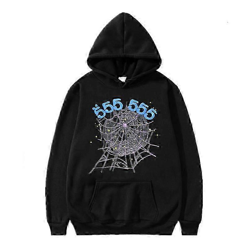Felpa con cappuccio grafica ragnatela, felpa pullover in cotone per uomo e donna