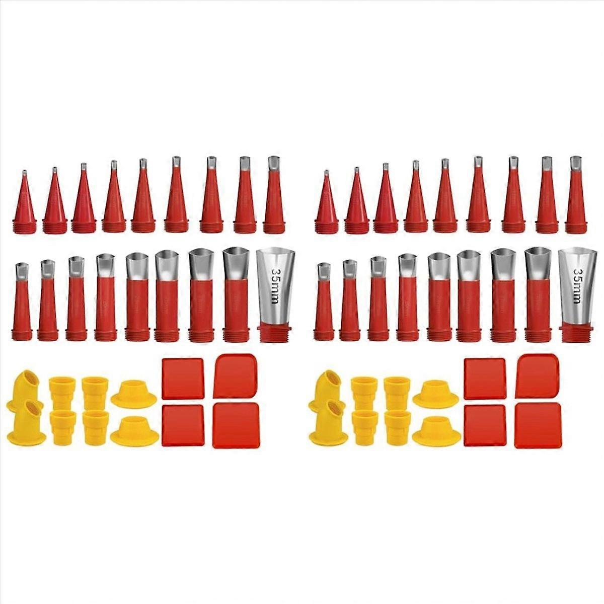 Caulk Finisher Kit Caulking Nozzle Tips Stainless Steel with Connection Bases Replacement 60 Pieces