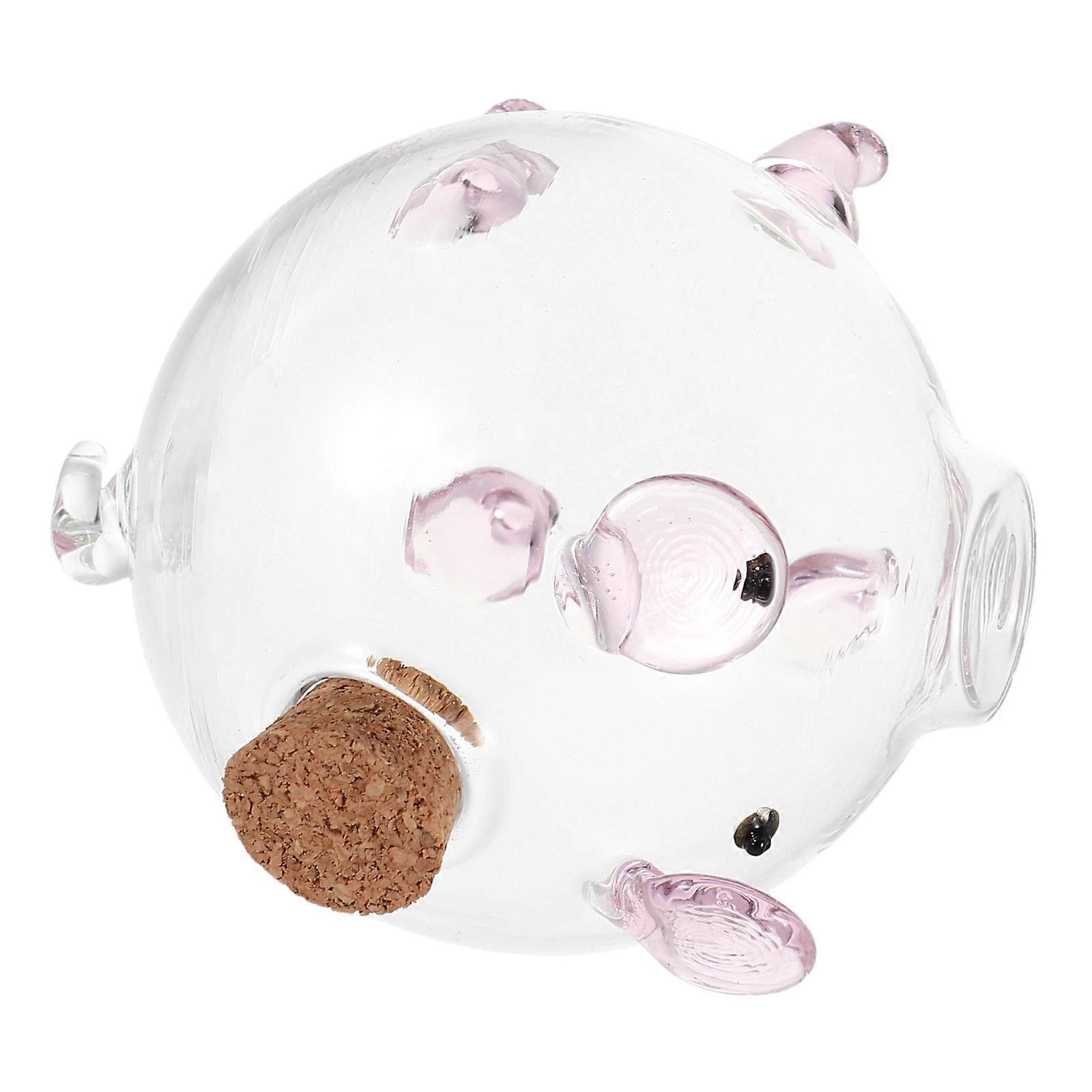 Small Glass with for Storage 2Pcs Pink Pig Shaped Transparent Jar