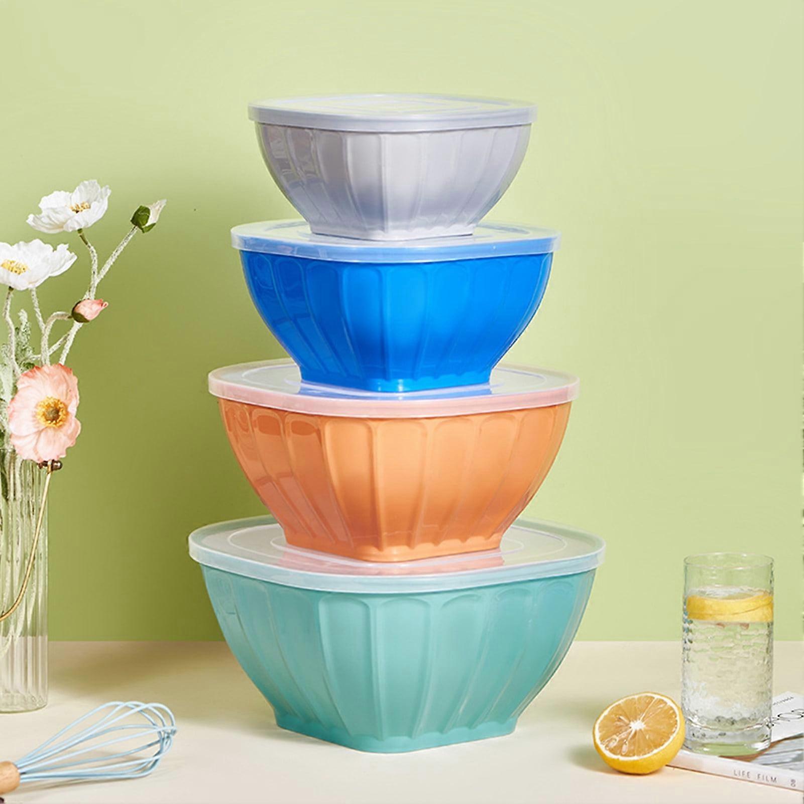 Homerr Square Plastic Bowl with Lid, Transparent Stackable Container, Large Opening, Space-Saving, Meal Prep & Salad Storage Kitchen Supply