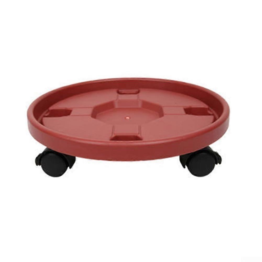 Movable Flower Pot Tray With Wheels Red 23 cm Diameter Round Flower Pot Rack Roller Base