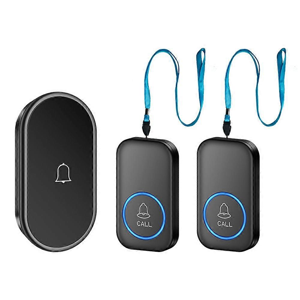 A18 For Elderly SOS Emergency Call Button 60 Melodies Adjustable Volume 300m Wireless Alarm System, 2 Lanyard Buttons + 1 EU Plug