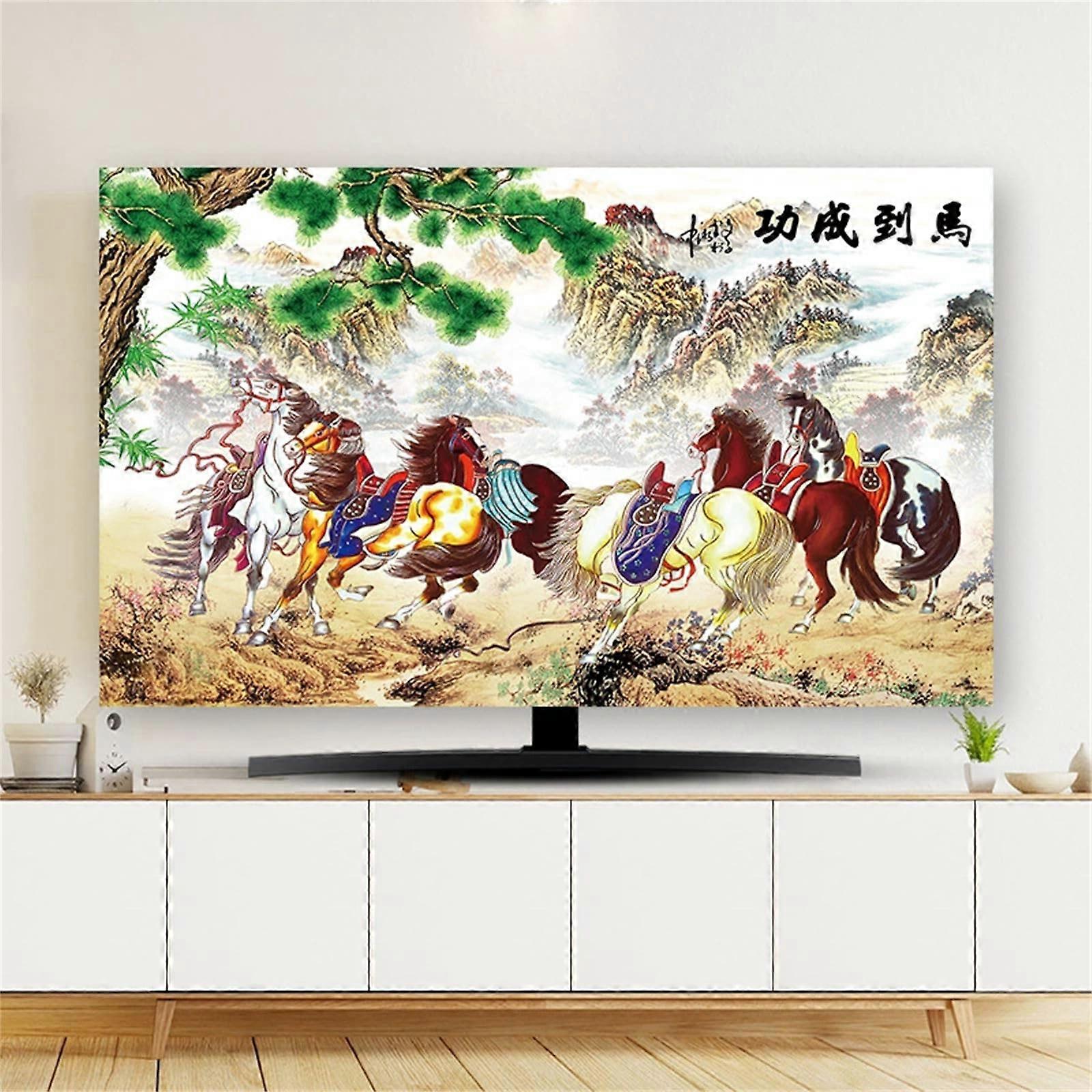 TV Cover Chinese Style Horse Pattern Universal Elastic Dust Protection For TV And Computer Screens 3280 Inch Breathable