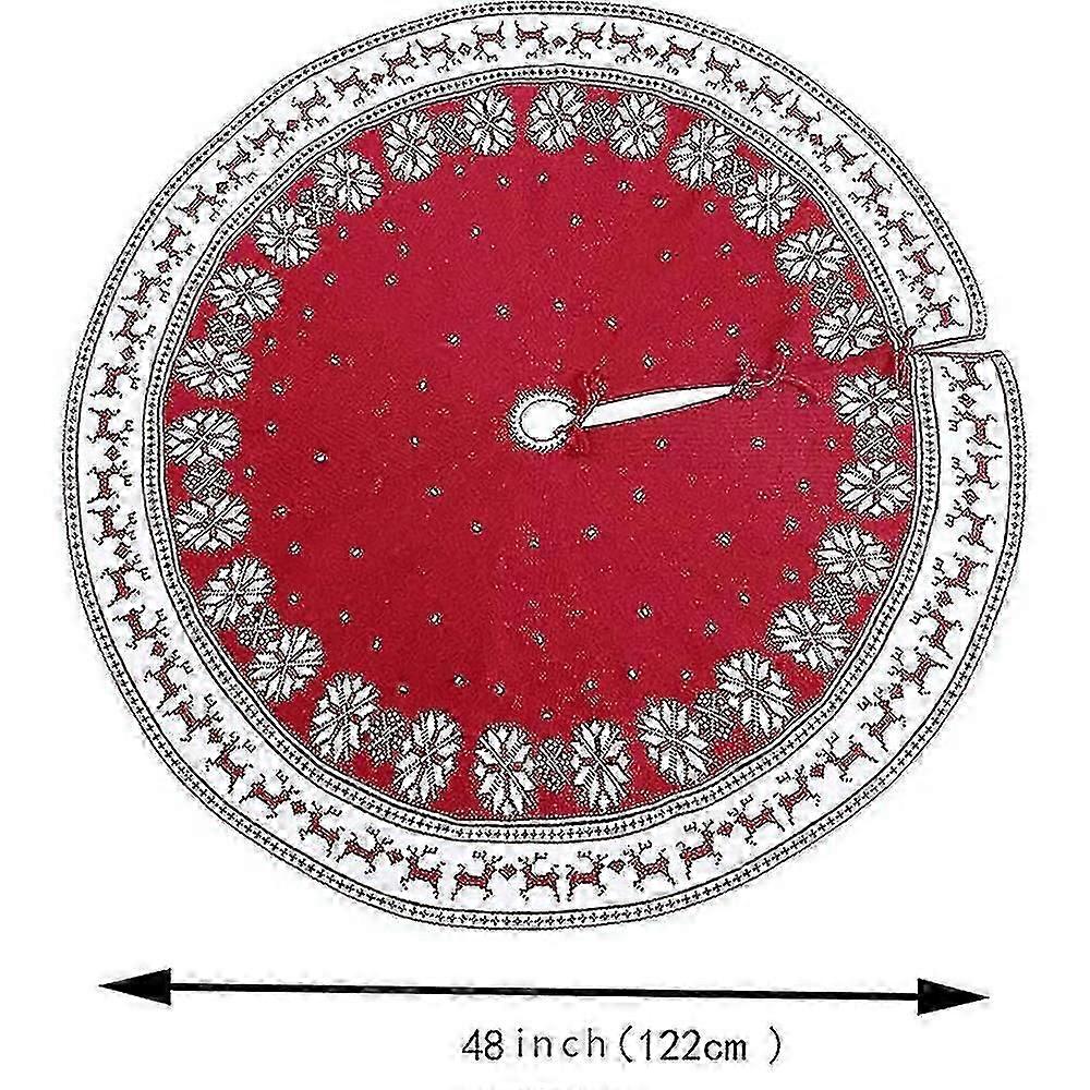 クリスマスツリースカートクリスマスツリーニットツリースカートクリスマスデコレーションレッドクリスマスツリースカート122cm