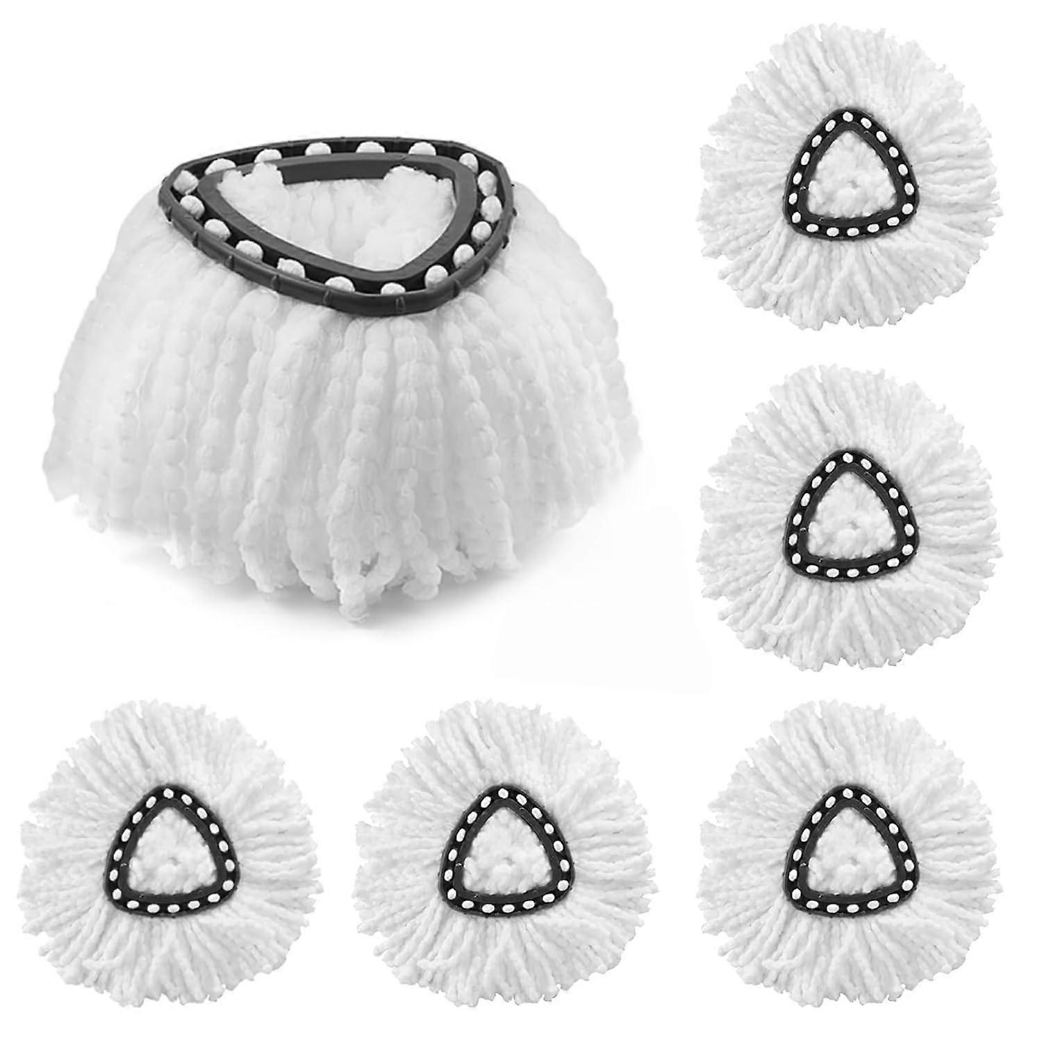 Mop Replacement Heads 6Pack, Spin Mop Replacement Head, Compatible With Triangle Swivel Mops, Microfiber, White