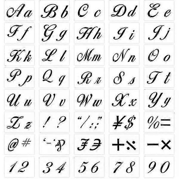 Set of 40 Letter Stencils for Painting, Reusable Plastic Stencils with Calligraphic Font