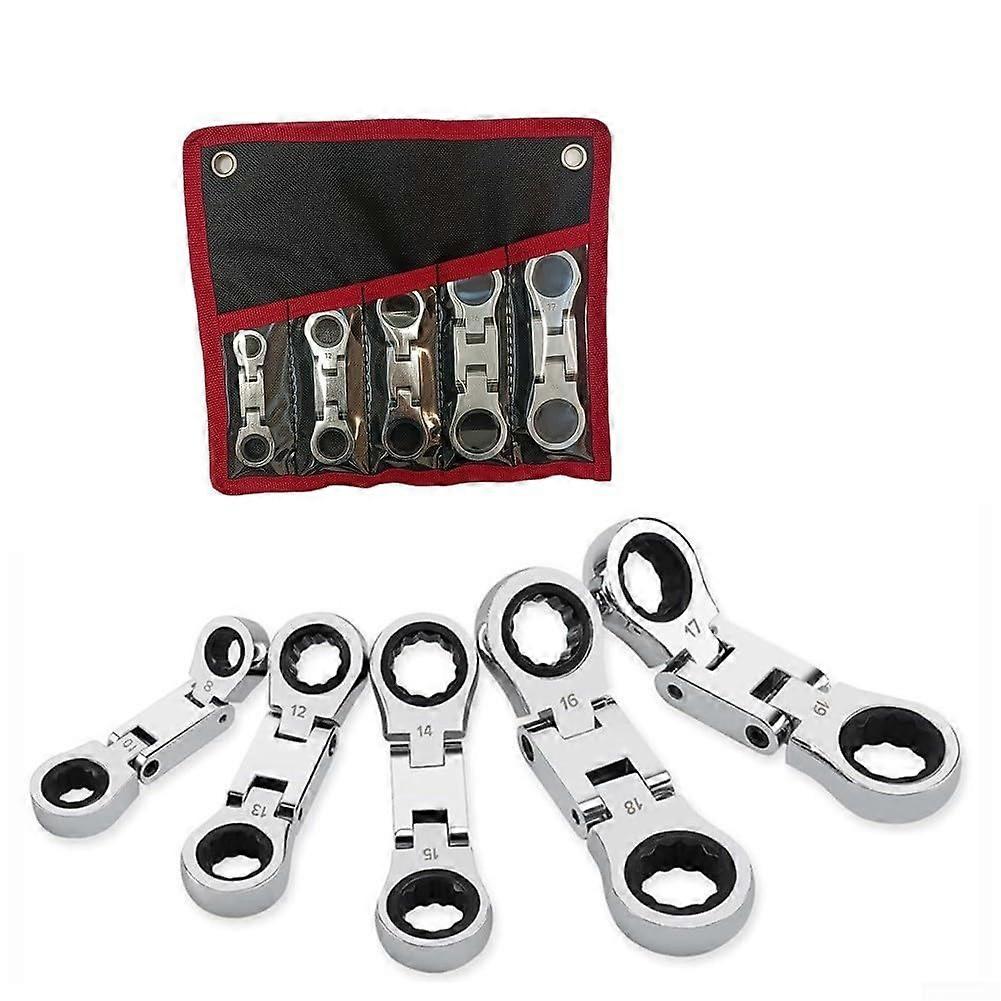 Ratcheting Combination Wrench Set, 12Point, DoubleEnded, 819mm Chrome Vanadium Steel