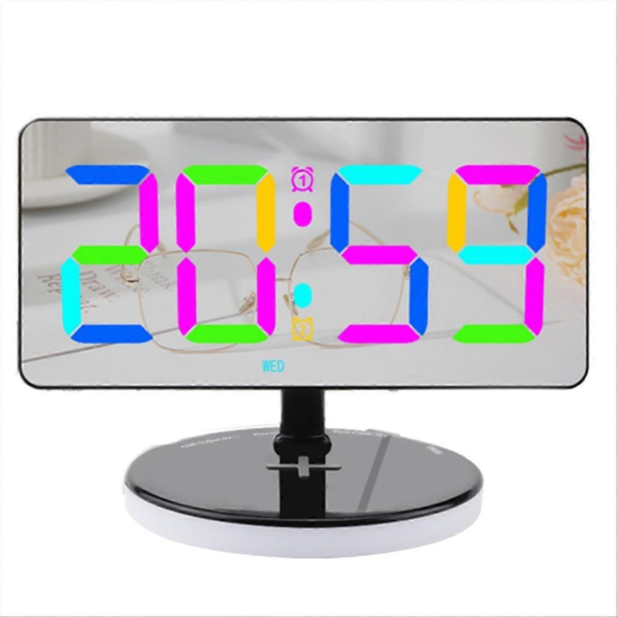 Digital Alarm Clock with Wireless Charging, Mirrored LED Clock Black