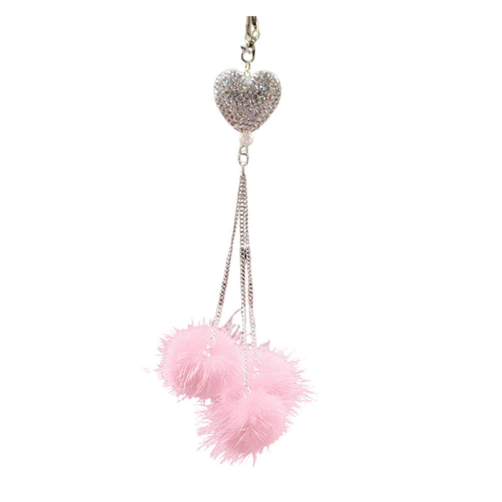 Hanging Pendant Heart-Shaped Car Rear View Mirror Accessories with Lanyard Easy to Hang Sparkling Hanging Charms