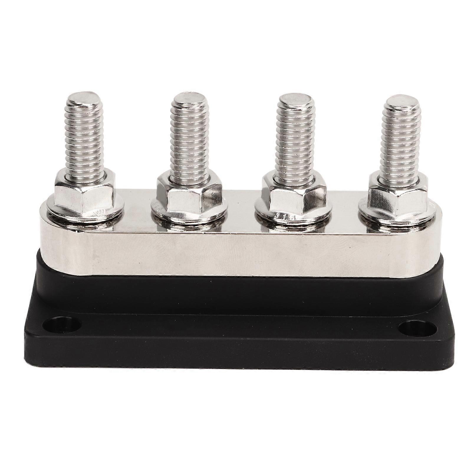 Battery Bus Bar DC12V to 48V 600A High Current M10 4 Stud Power Distribution Block for Car RV Boat Yacht Black 