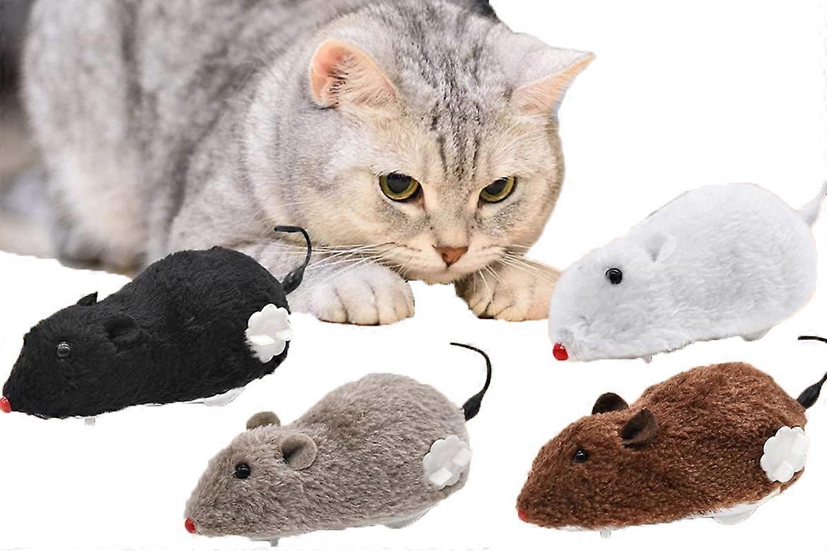 4Pcs Plush Clockwork Mouse Chew Toys for Dog and Cat