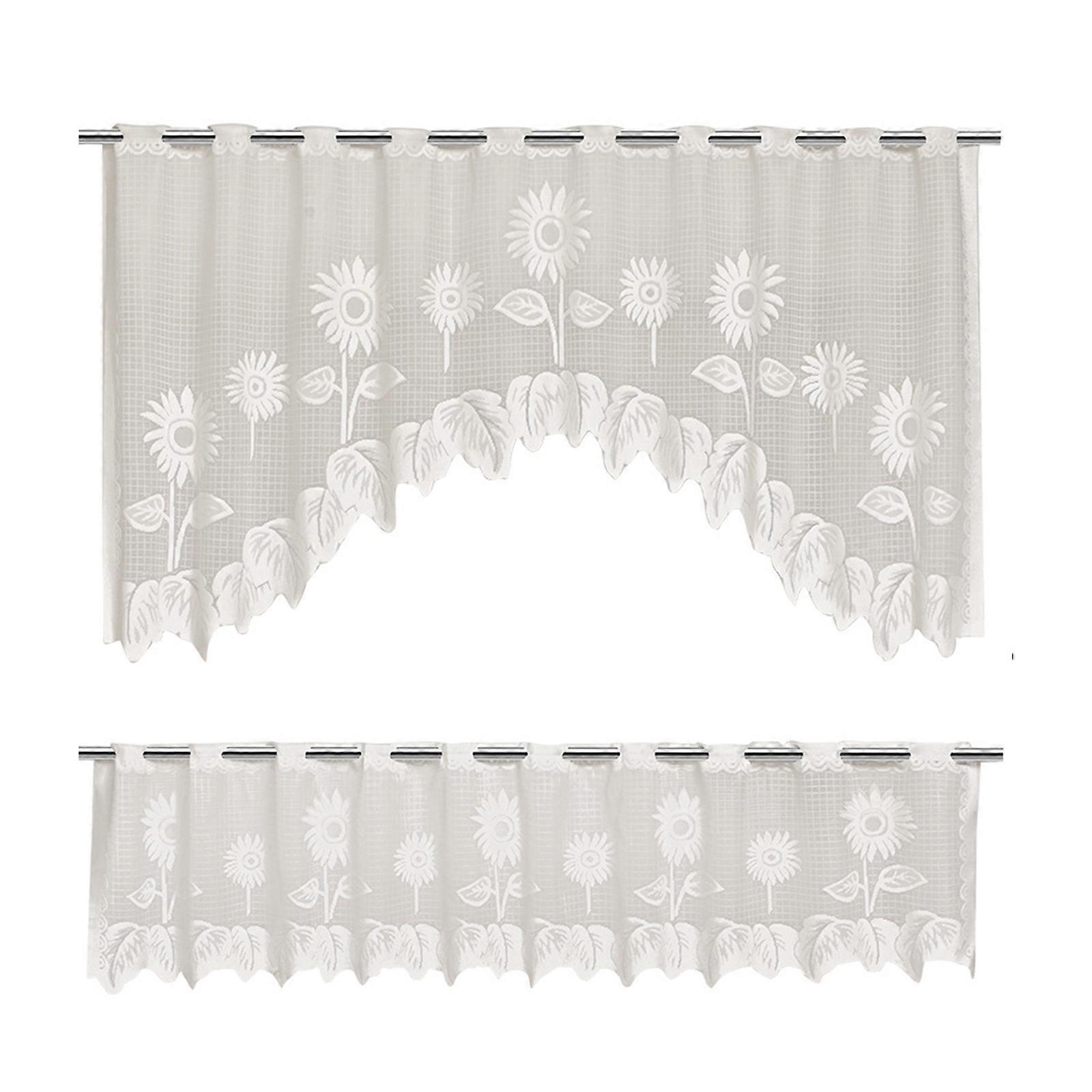 2 Pack Decorative Lace Sheers For Window Sturdy Polyester Half Privacy Curtains Any Season Use Multicolor