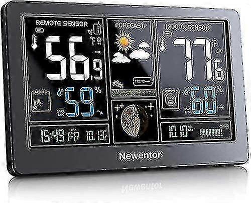 Weather Station - Wireless Indoor Outdoor Thermometer, Color Display With Clock
