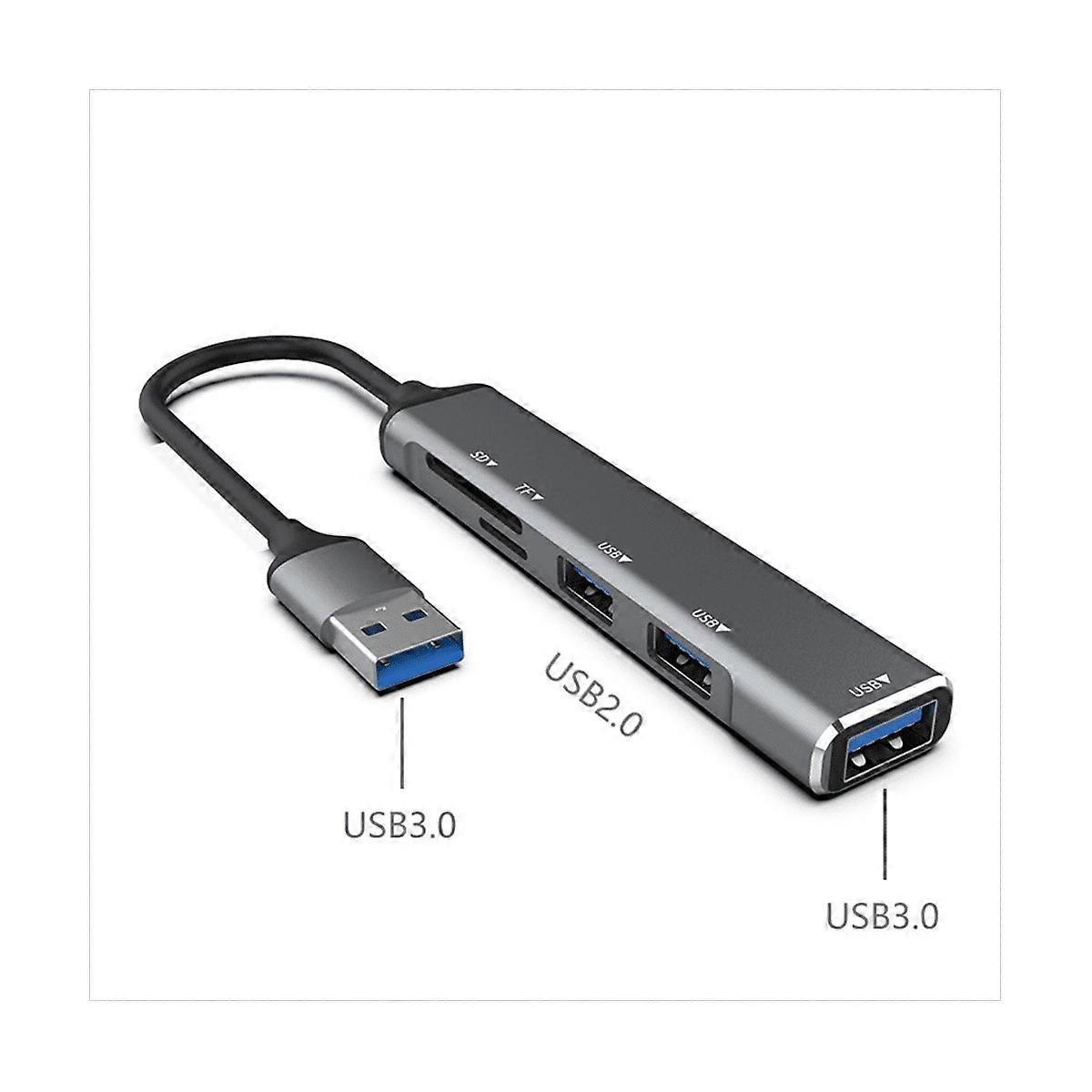 USB HUB 3.0 USB-A Hub Splitter 5 Port USB3.0 with TF/SD Card Reader High Speed Data Transfer for Laptop Computer B