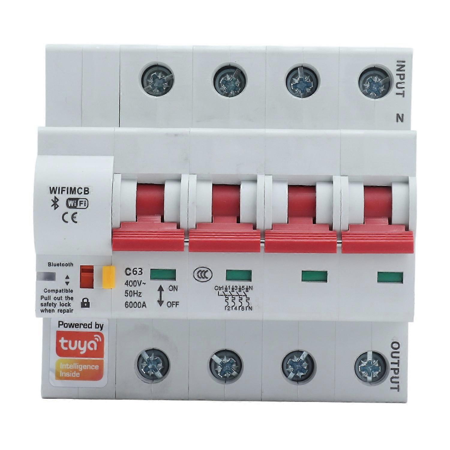 Circuit Breaker Smart WiFi Bluetooth 4P Remote Switch AC 400V with Safety Lock for Home63A