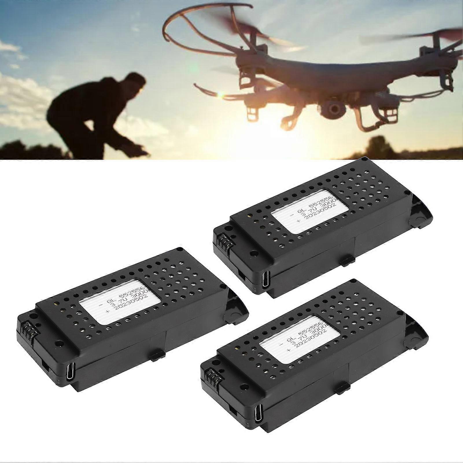 3 Pcs Lithium Battery for Remote Control Aircraft 3000mAh RC Aircraft Lithium Battery with Charging Cable for S6 G6 RC Planes 