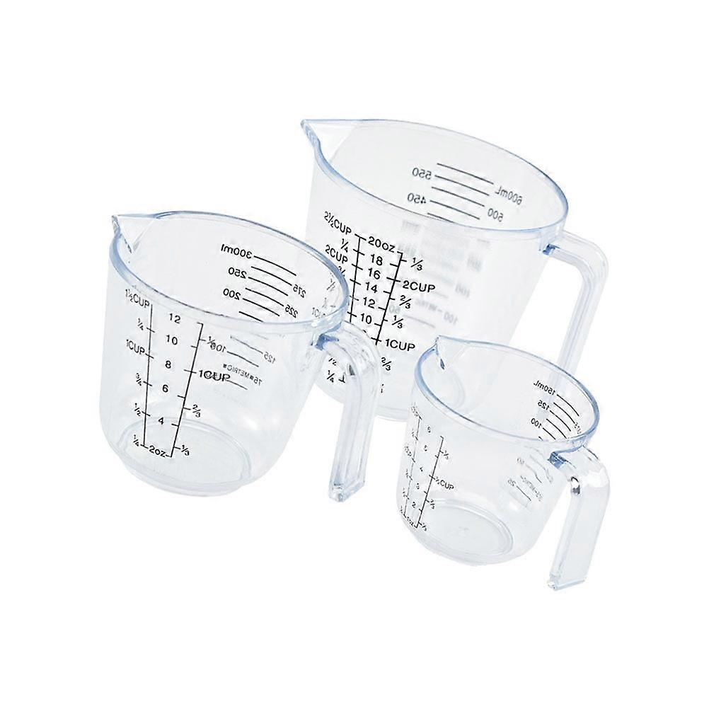 3pcs Transparent Graduated Cups Baking Cups Liquid Measuring Cups with Scale