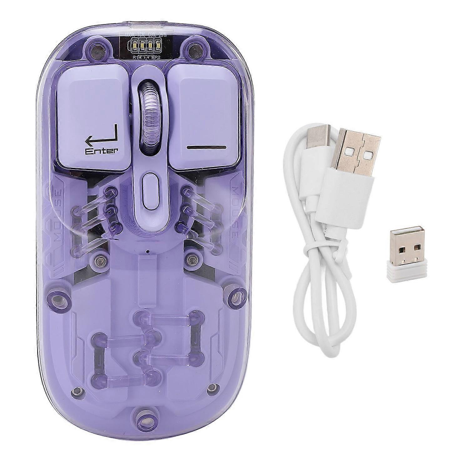 Wireless Gaming Mouse BT 5.0/2.4G 2 Mode USB Optical RGB Ultra Thin PC Transparent Shell Computer Mi