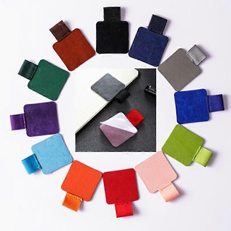 10pcs Pen Loop Holder Self Adhesive Leather Pencil Holder With Elastic Loop