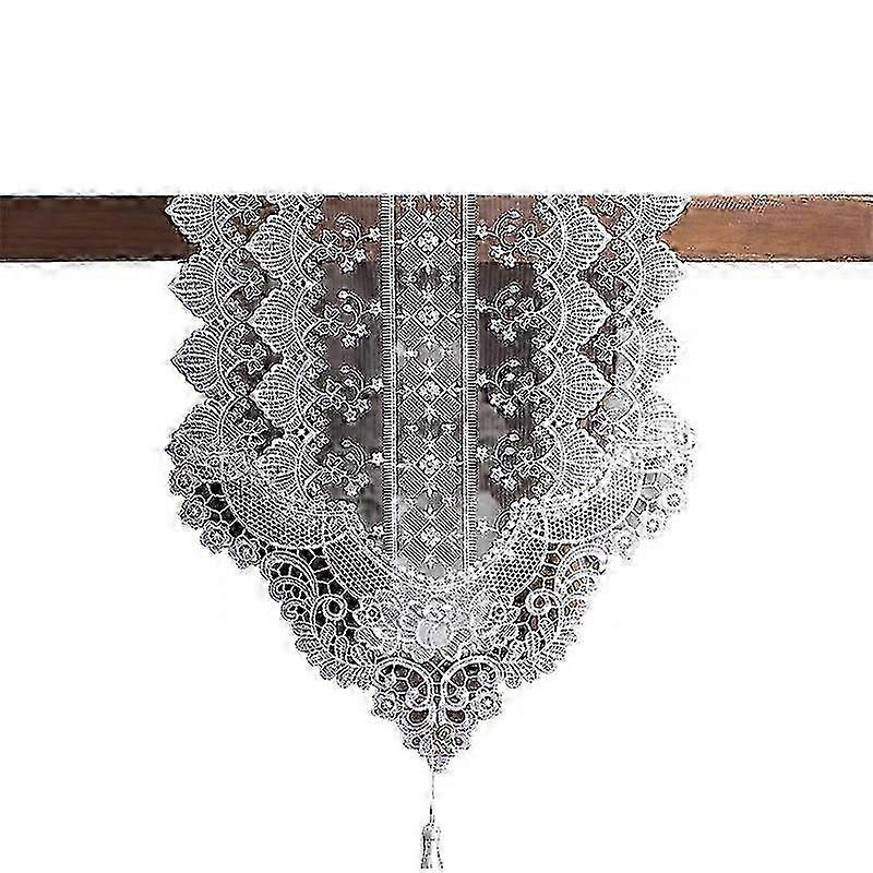 Mesh Table Runner White Embroidered Dining Decor - Beautiful white embroidery details add a touch of elegance to your dining table. 2025