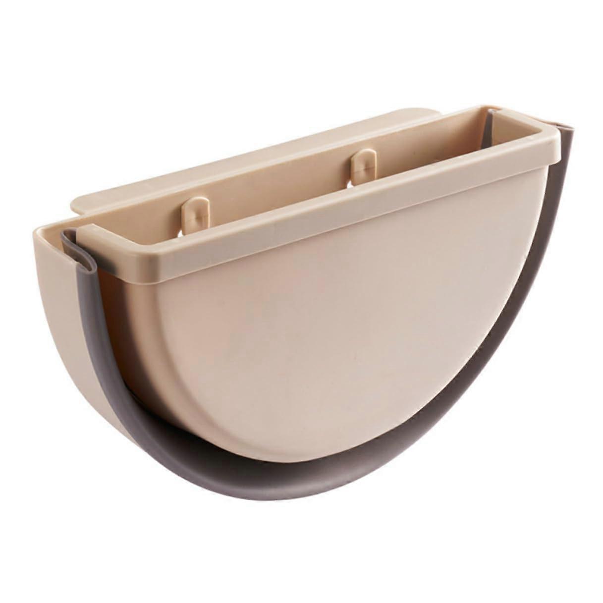 Folding Wall Mounted Debris Holder Waste Bin Beige Plastic Kitchen Storage Bin For Kitchen Home Car Vomit Space Saving