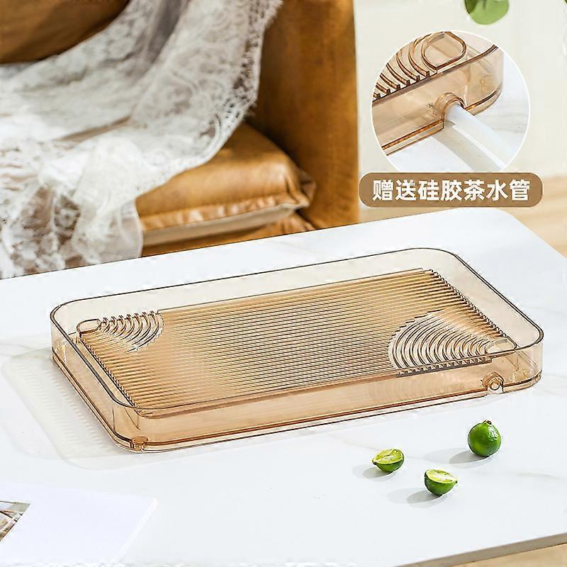 Large brown rectangular tea tray with drainage, suitable for home use, 2023 new style teacup and tea set.