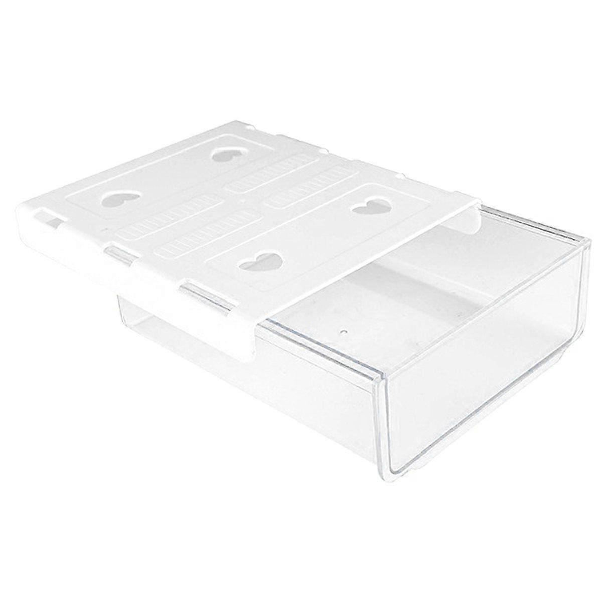 2pcs Drawer Style Storage Box Hidden Non Perforated Drawer Box Office Desk Bottom Adhesive Transpare