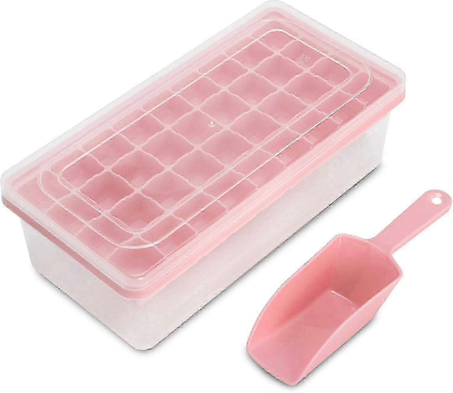 Food Grade Silicone Ice Cube Tray with Lid 38 Small Cube Ice Tray with Ice Cube Mold with Ice Container, Scoop Cover