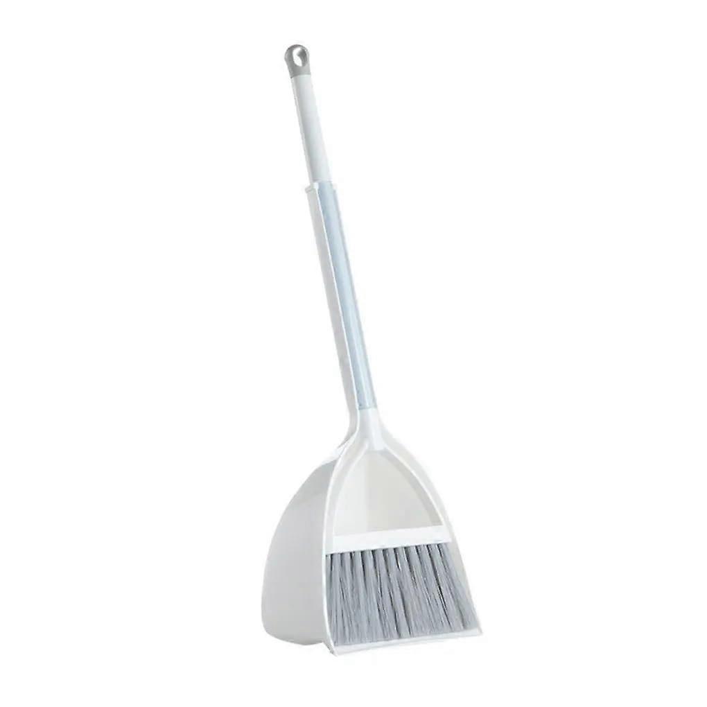 2 Pack Broom and Dustpan Set for Efficient Floor Sweeping, Compact Design, White