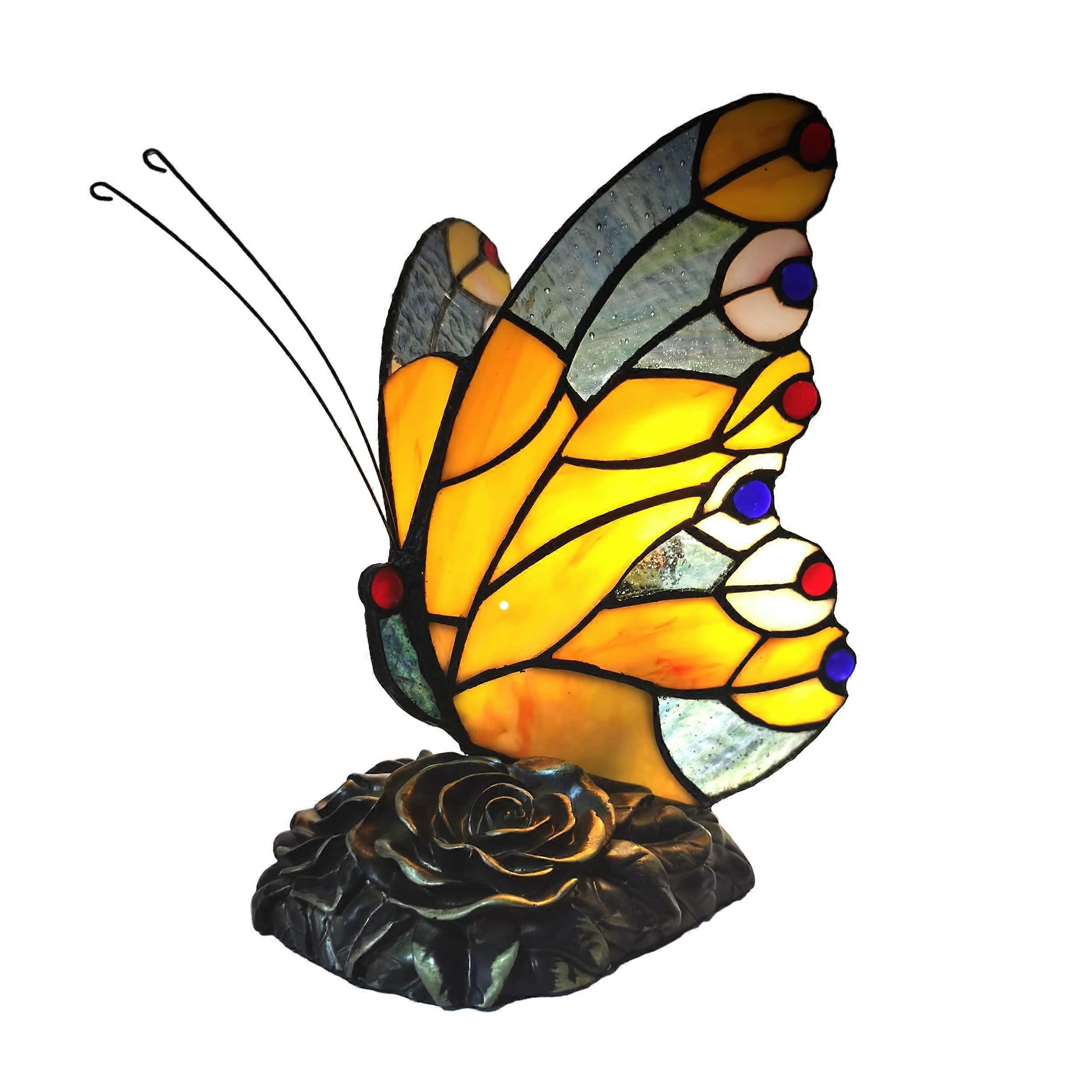 Style Butterfly Table Lamp with LED Bulb, Handmade Stained Glass, Art Nouveau Design