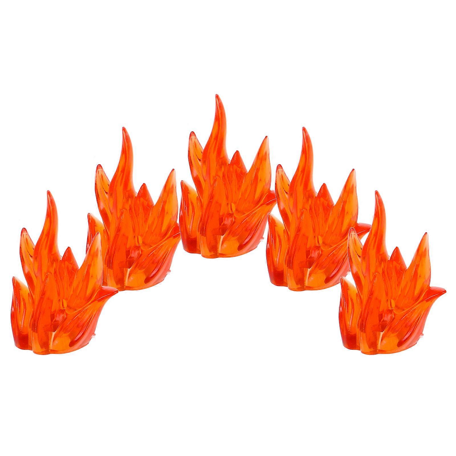 Flame Figure for Educational Plastic Building Blocks 5Pcs in Orange