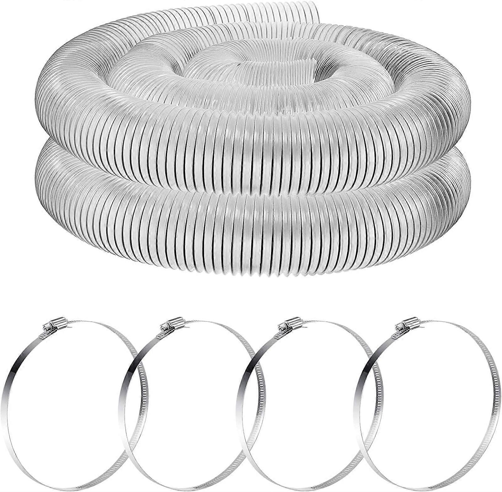 2.5 Inch Heavy Duty PVC Dust Collection Hose 10ft with Secure Seal Clamps and Clear Inspection