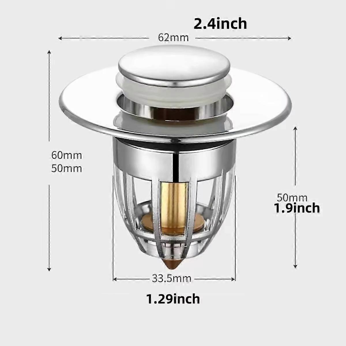 Universal Rebound Avtappningsplugg Filter Handfat Pop-up Chrome Sink Filter med Hårfångare Badrum Handfat Avloppspropp Lätt Push Typ